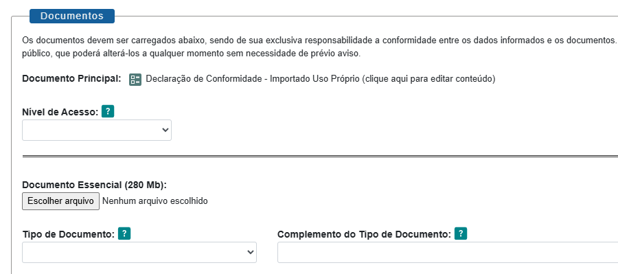 Tela do Requerimento SEI